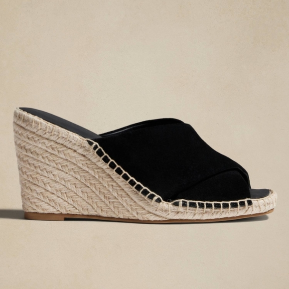 Vince | Gaelan Espadrille Crossover Sandals in Black Suede Size 5M Women's - Picture 2 of 2